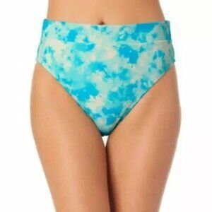 California Waves Juniors' Printed High-Waist Bikini Bottoms Blue Size Medium